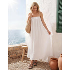 Merokeety Women'S Summer Linen Sundress Boho Maxi Dress | Adjustable Spaghetti Strap, Square Neck, Lightweight & Breathable, Sexy Vacation Beach Dress With Pockets