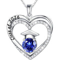 Ursilver Graduation Gifts for Her 2026, S925 Sterling Silver Birthstone Necklace Engraved Class of 2026 Pendant Necklaces College Graduation Gifts for Her