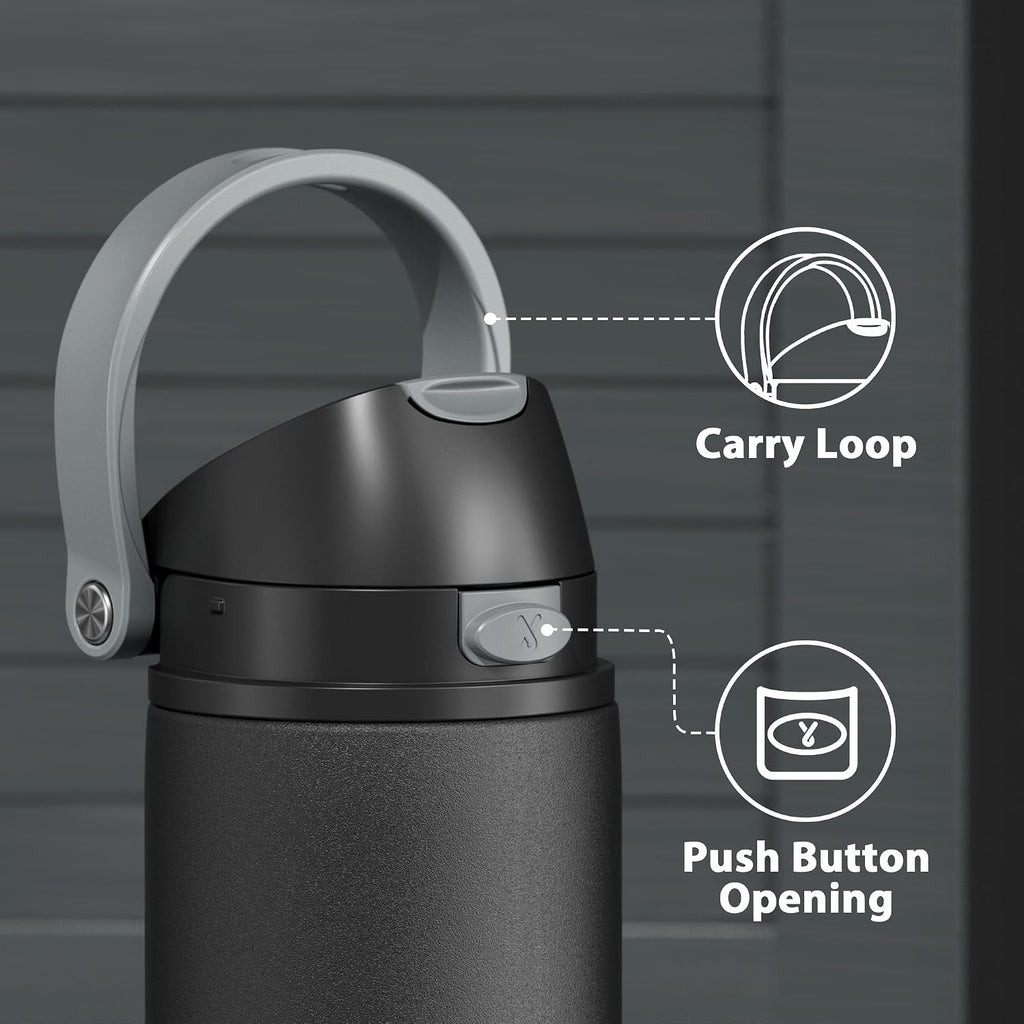 24 Oz Insulated Water Bottle For Sports: Meoky Stainless Steel Water Bottle With 2-In-1 Straw And Spout Lid - Leak Proof, Cold For 24 Hours, Fits In Car Cup Holder, Bpa-Free For Travel Gym, Night