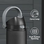 24 Oz Insulated Water Bottle For Sports: Meoky Stainless Steel Water Bottle With 2-In-1 Straw And Spout Lid - Leak Proof, Cold For 24 Hours, Fits In Car Cup Holder, Bpa-Free For Travel Gym, Night