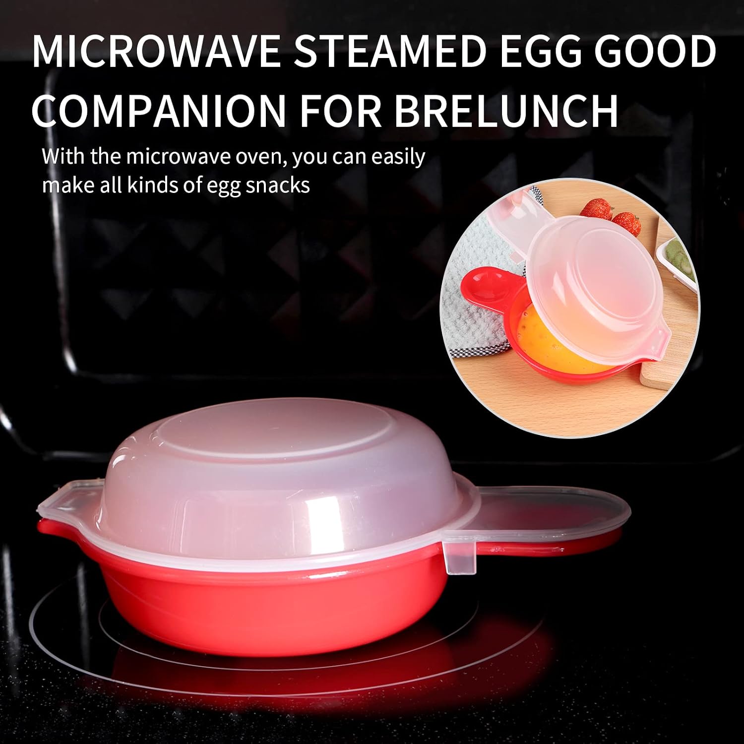 2 Sets Microwave Egg Cooker,1 Minute Fast Egg Hamburg Omelet Maker Kitchen Cooking Tool(Red And Clear)