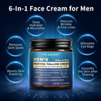 Men'S Beef Tallow For Skin, Organic Whipped Grass Fed Tallow And Honey Balm With Anti-Aging Retinol & Hyaluronic Acid, Mens Skin Care Face Cream Moisturizer, Reduces Wrinkles Lines, Unscented, 3.5 Oz