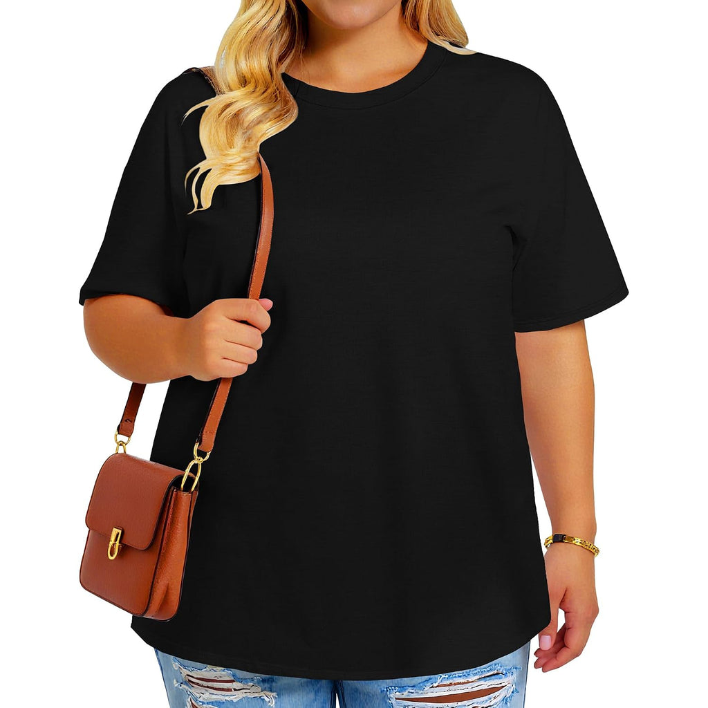 rosemia Plus Size Tshirts for Women Oversized Casual Tees Crewneck Short Sleeves Blouses 2026