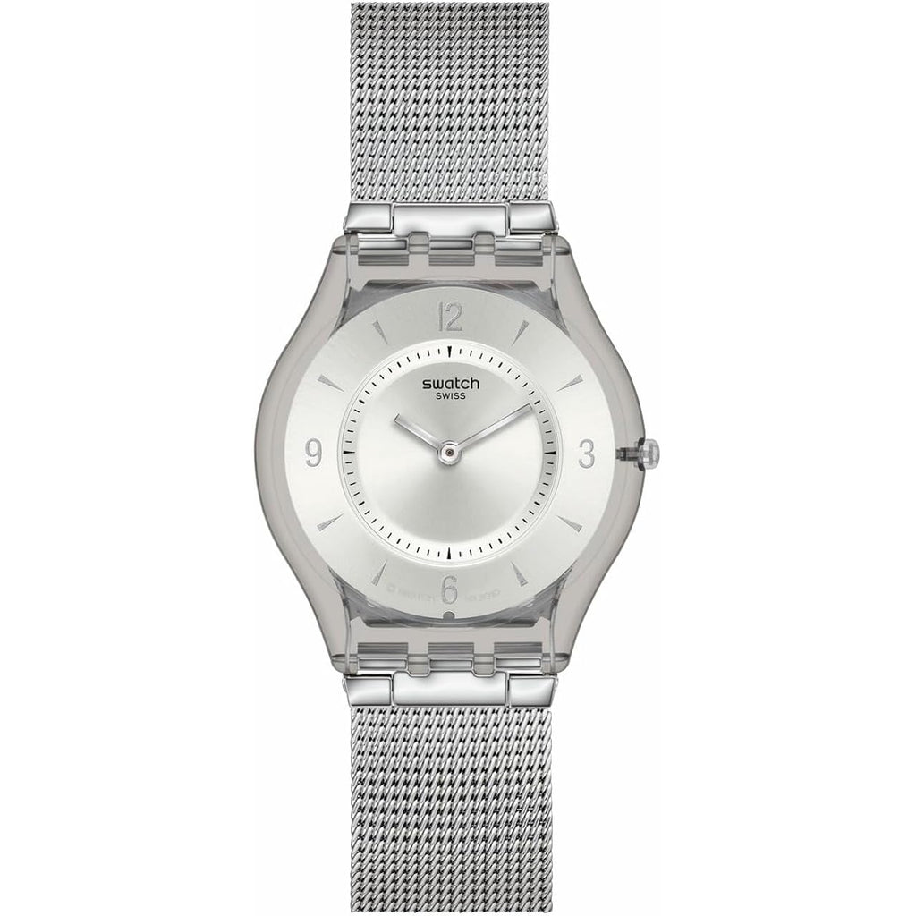 Swatch Skin Classic Biosourced Unisex Watch Casual Plastic Grey Quartz Waterproof Metal Knit