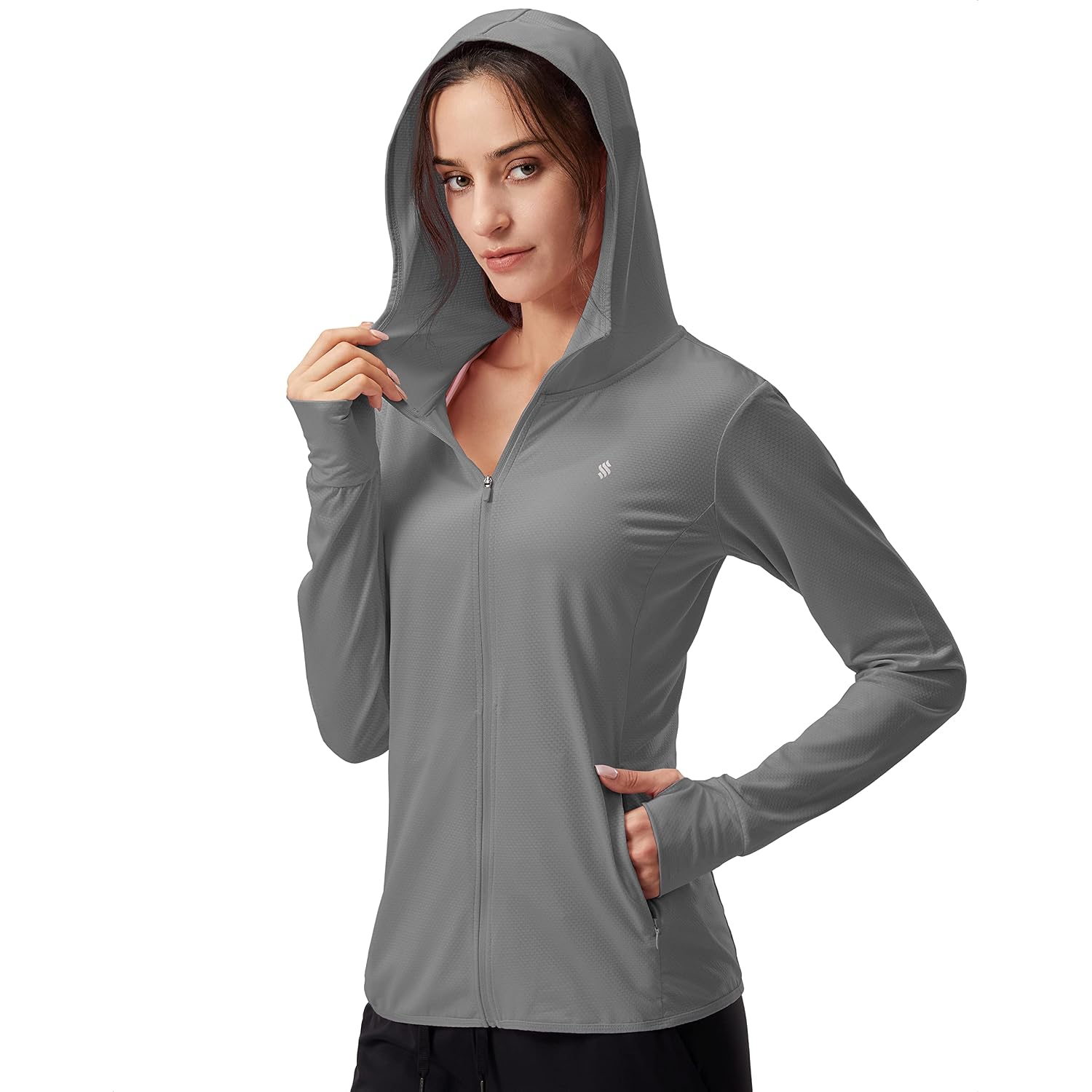 Soothfeel Women'S Upf 50+ Sun Protection Hoodie Jacket Lightweight Long Sleeve Sun Shirt For Women With Pocket Hiking Outdoor