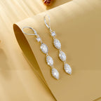 ALEXCRAFT 925 Sterling Silver Dangle Leverback Earrings for Women Trendy 14K Goldplated Hypoallergenic Lightweight Statement Long Cubic Zirconia Teardrop Dangling Earrings Brides Engagement Wedding