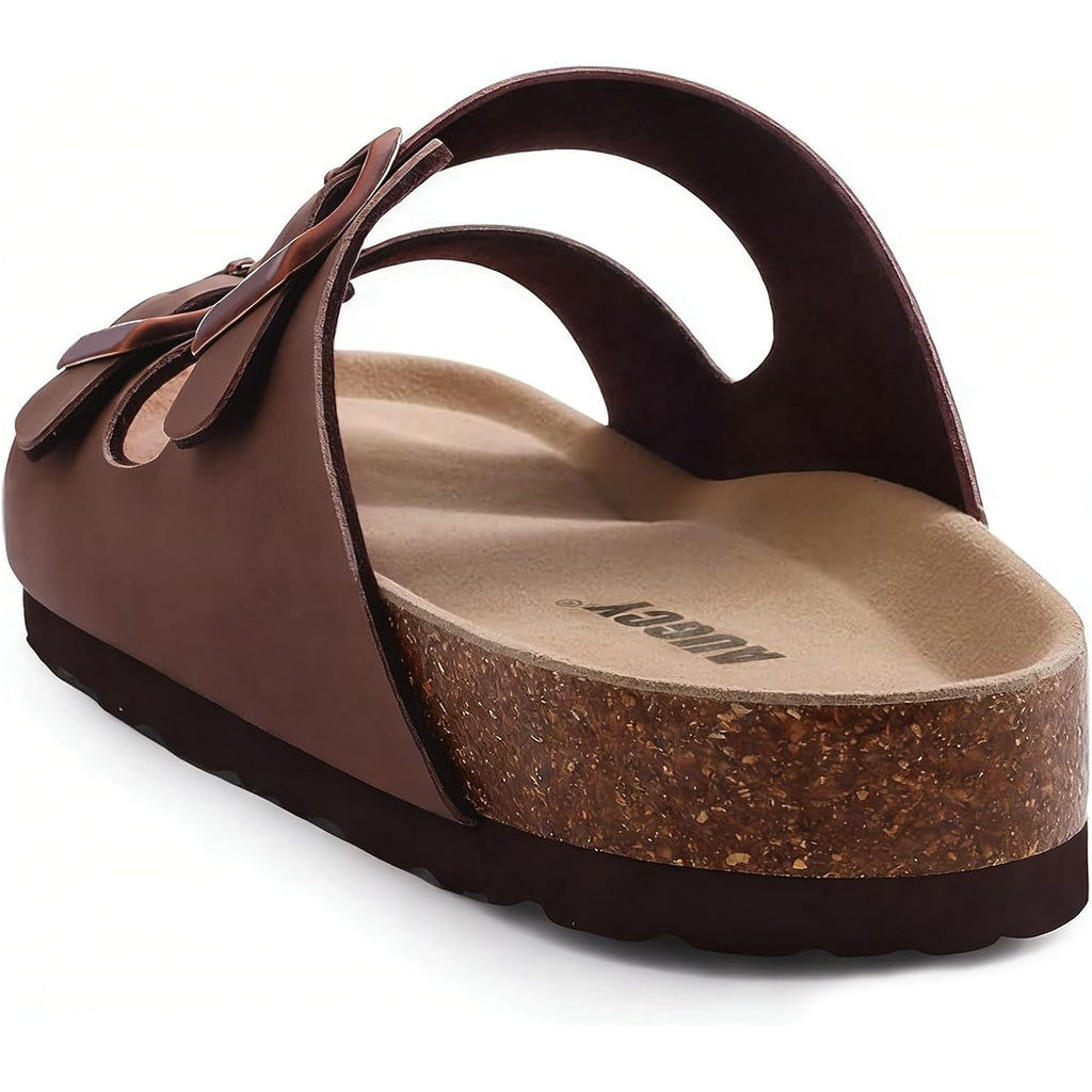 Womens Sandal Cork Footbed Slide, Arch Support Slides For Women With Adjustable Buckle, Comfortable Summer Beach Outdoor Sandals