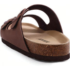 Womens Sandal Cork Footbed Slide, Arch Support Slides For Women With Adjustable Buckle, Comfortable Summer Beach Outdoor Sandals