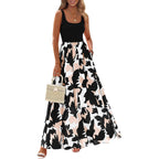 Kirundo Women Summer Maxi Dress Boho Long Sundress, Sleeveless Floral Flowy A Line Scoop Neck Tank,Beach Vacation Resort Wear
