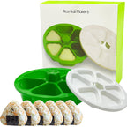 6 In 1 Onigiri Mold Triangle Sushi Mold Multifunctional Rice Ball Mold For Making And Storing Sushi - Once Quickly Make 6Pcs Onigiri Green