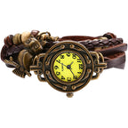 JewelryWe Women Quartz Bracelet Watch Fashion Weave Wrap Around Leather Wrist Watch Classic Bracelet Watch for Summer Beach for Mother's Day