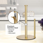 Oboding Gold Countertop Paper Towel Holder, Stainless Steel, Modern Kitchen And Bathroom Organization