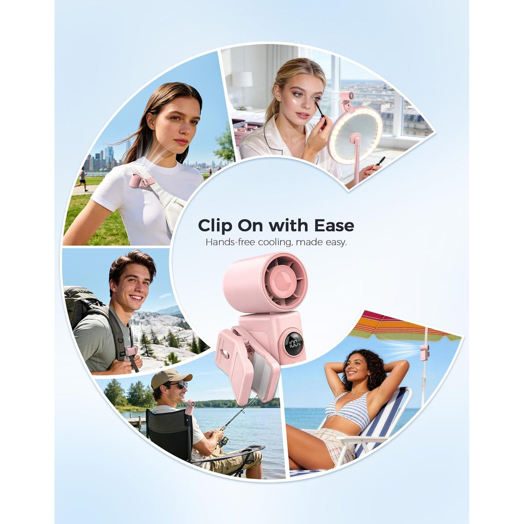 Hotsales Clip-On Portable Fan For Strollers, Handheld Turbo Fan For Travel | Small But Mighty Mini Fan, Detachable 360° Rotating Clip, Led Display, Rechargeable, Summer Outings, Gifts For Women And Men