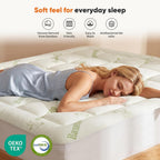 Sweetcrispy Ultra Soft Mattress Topper Twin Size - Viscose Made From Bamboo Pillow Top Mattress Pad For Breathable Cooling & Back Pain Relief, Deep Pocket Comfort Bed Topper, Green