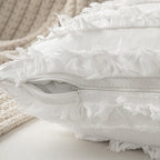 Miulee Set Of 2 Decorative Boho Throw Pillow Covers Linen Striped Jacquard Pattern Spring Cushion Covers For Sofa Couch Living Room Bedroom 18X18 Inch White