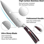 Paudin Kitchen Knife Set, 3 Piece High Carbon Stainless Steel Professional Chef Knife Set With Ultra Sharp Blade & Wooden Handle (Kitchen Knife Set 3 Pcs)
