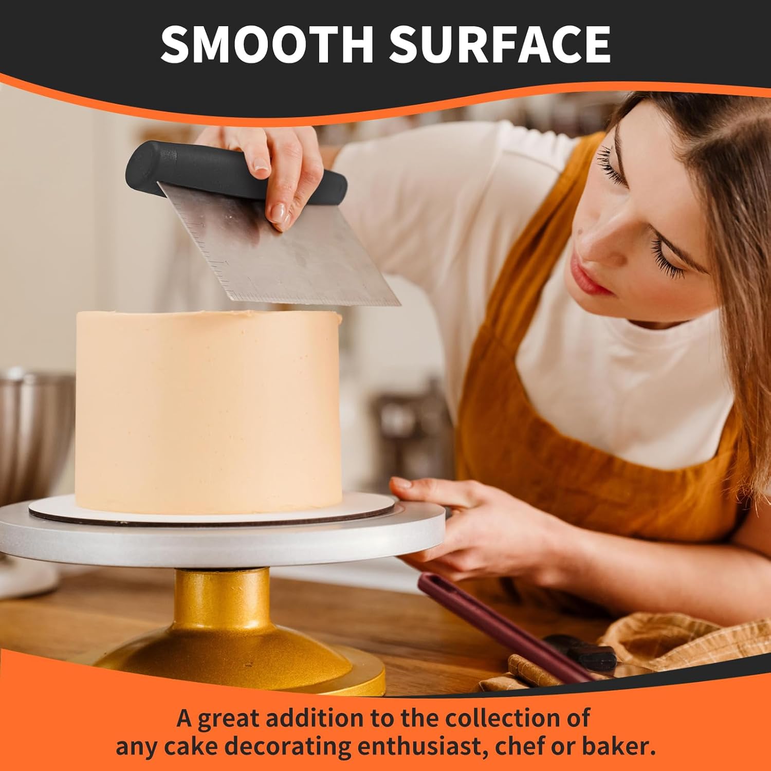 ALLTOP Bench Scraper & Chopper for Kitchen - Ideal Baking Essential Utensil,Stainless Steel Pastry/Dough/Food Cutter Tool for Cake Pizza Bread,Cooking - 1 Pack,Black