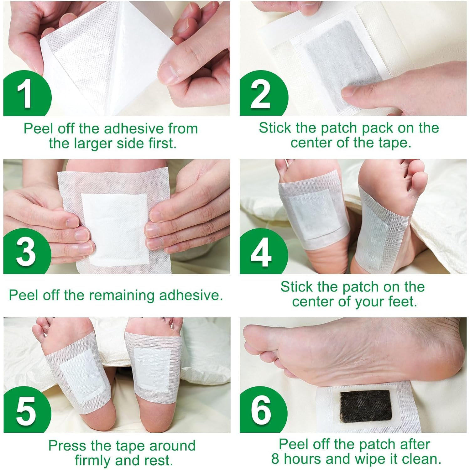 Natural Rosemary Foot Patches with Bamboo, Ginger, Vinegar, Charcoal | 30 Count | Pack of 3