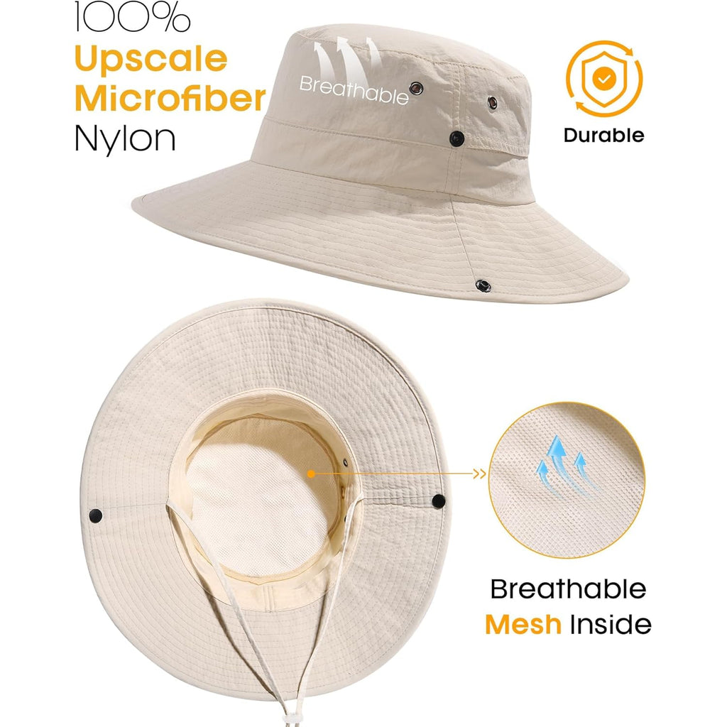 FURTALK Sun Hats for Women Ponytail UPF 80+ Beach Summer Hat Wide Brim Packable Cowboy Hat