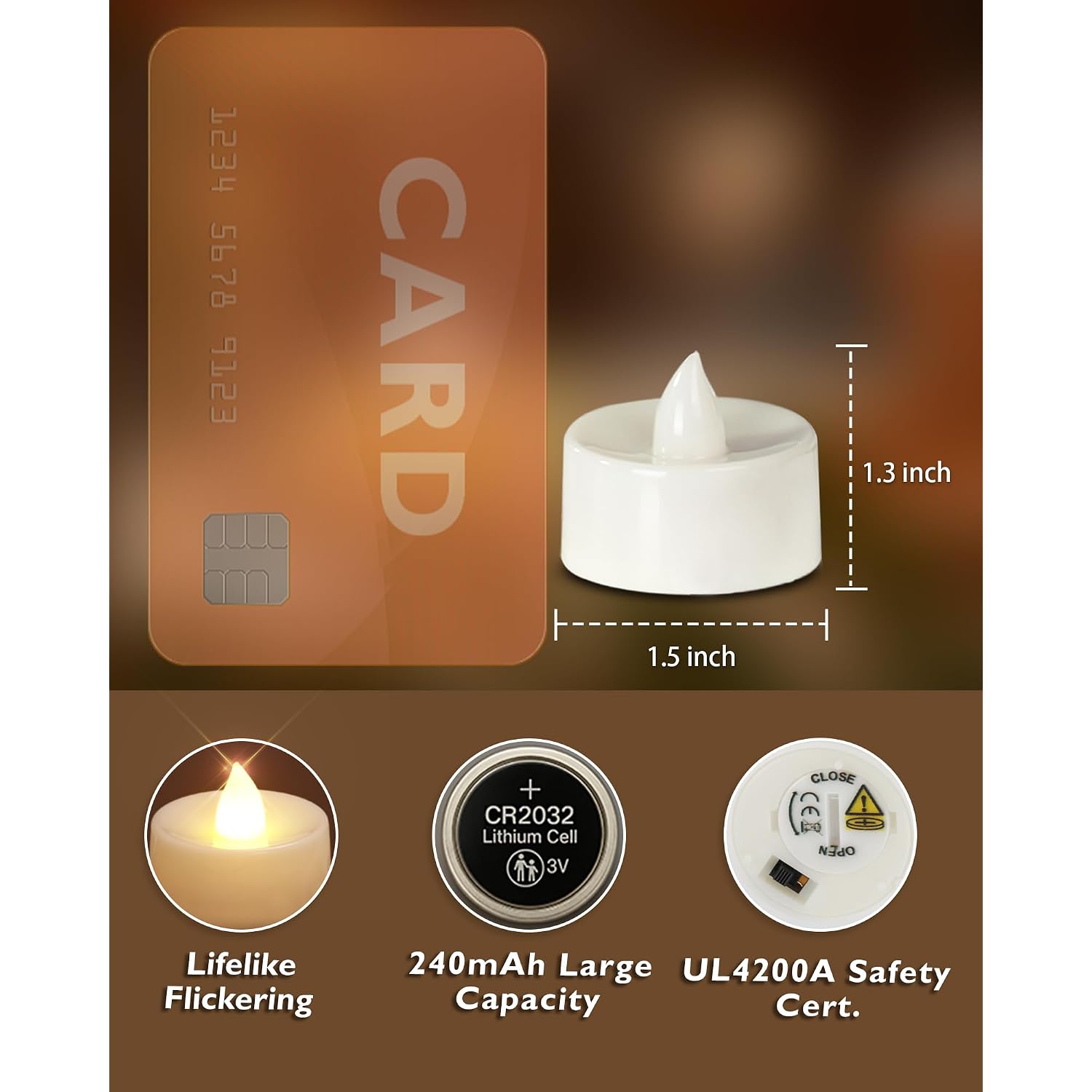 Homemory 24-Pack Flameless Led Tea Lights Candles Battery Operated, 200+Hour Fake Electric Candles Tealights For Votive, Halloween, Ofrenda, Diya, Wedding Centerpiece Table Decor, Funeral, Christmas