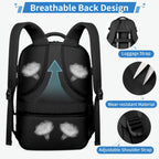 Zomfelt Travel Backpack For Women Men, 18 X 14 X 8 Inch Carry On Backpack | 17.3 Inch Laptop Backpack Flight Approved, Personal Item Travel Bag Casual Daypack For Weekender Business Trip, Black