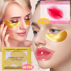 40 Pairs Lip Mask & Eye Mask, 24K Gold Gel Crystal Collagen Under Eye Patches For Puffy Eyes, Bachelorette Party Favors, Bridesmaid Gifts, Galentines Day Gifts, Bulk Mothers Day Gifts For Women