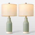 23.75" Modern Ceramic Table Lamps Set Of 2, Stylish Bedside Lamps For Bedroom, Gorgeous Lamps For Nightstand, Lamps For Living Room, Farmhouse End Table Lamps, Light Green Home Decor