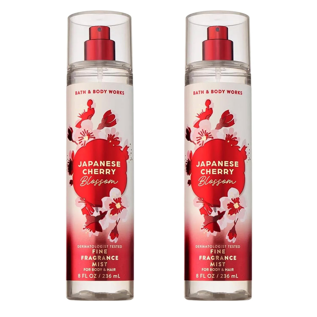 Bath & Body Works Japanese Cherry Blossom Fine Fragrance Mist, Body Spray & Perfume for Women, Long-Lasting Personal Fragrance, Iconic Floral Scent, 8 fl oz - 2 Pack