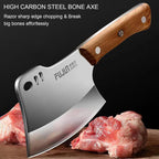 Meat Bone Cleaver Knife for Meat Cutting Handmade, Heavy Duty Butcher Axes, Hand Forged Bone Chopper, Full Tang Chopping Knife for Kitchen Outdoor BBQ Chirstmas Mother Father Gifts Idea Men