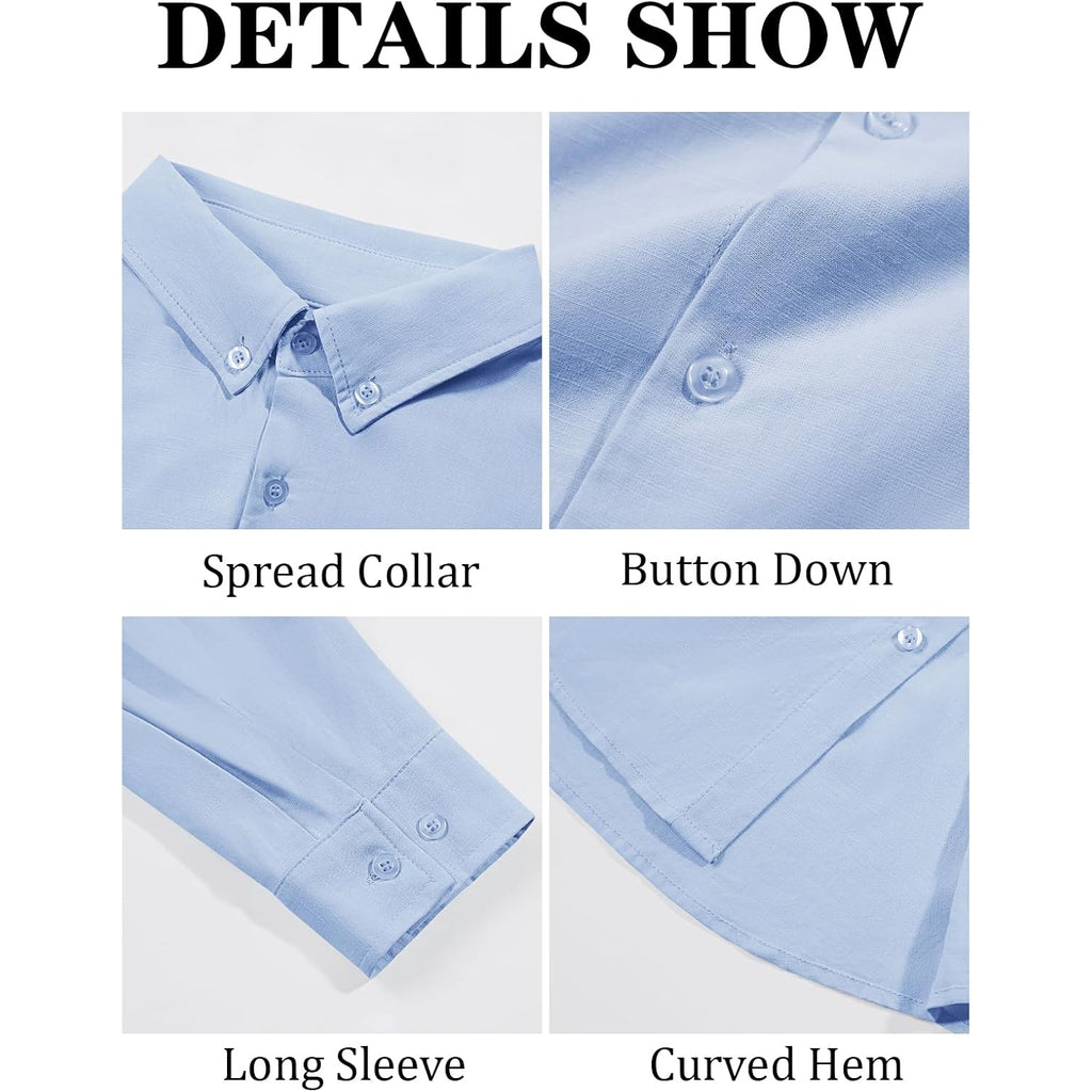 Runcati Mens Button Down Shirt Cotton Linen Casual Long Sleeve Shirts Collared Hippie Beach Tops