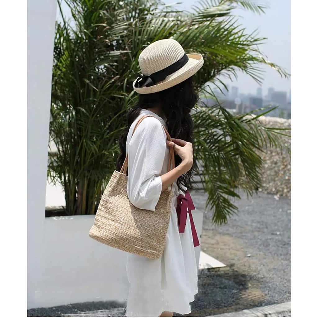 Aphoraeny Straw Beach Bag Buckets Totes Handbag Shoulder Tote Bag Straw Purse Summer Purse Women Summer Handbag
