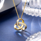 Chantel Yorke Gold Necklace for Women Trendy Love Knot Infinity Interlocking Knot Necklaces 14K Gold Pendant Necklace for Women Cubic Zirconia Necklaces 18in+5cm Adjustable Chain