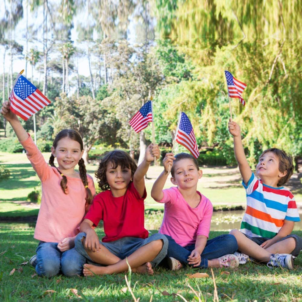 6 Pcs 4 X 6 Inch Small American Flags On Stick, Mini Handheld Usa Flags With Kid-Safe Spear Top,250Th Anniversary Flag,Patriotic Decorations, Independence Day Decorations