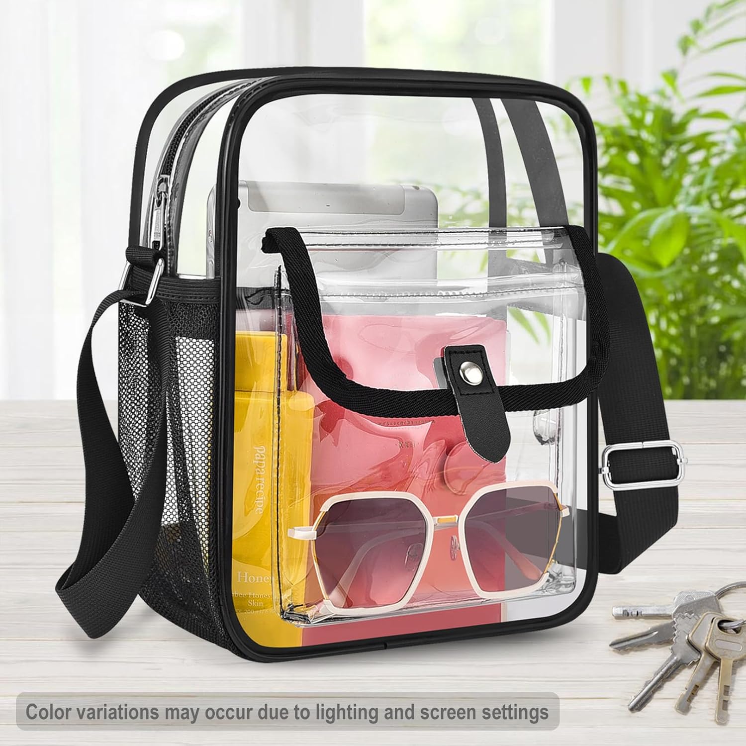 SPODEARS Clear Crossbody Bag for Stadium, Concert, Festival & More - Adjustable Shoulder Strap & Bottle Holder