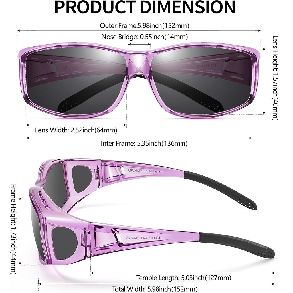 Polarized Sunglasses Fit Over Glasses For Men Women, Wraparound Sun Glasses Uv400 Protection For Driving Fishing