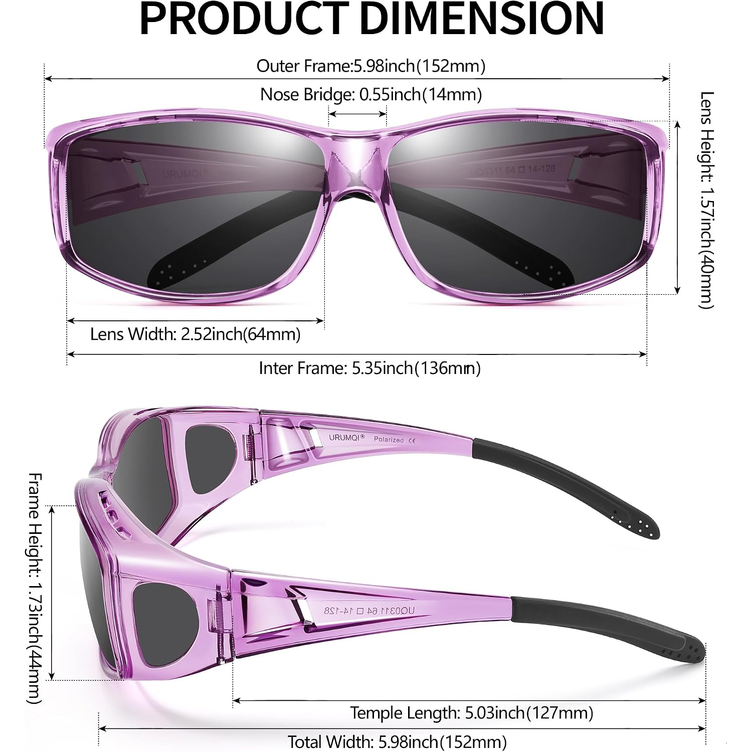Polarized Sunglasses Fit Over Glasses For Men Women, Wraparound Sun Glasses Uv400 Protection For Driving Fishing