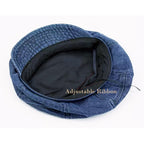 Bidadary Denim Newsboy Beret Hat for Women Cabbie Flat Cap French Newsboy Hat for Traveling Dark Blue