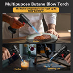 Sondiko Butane Torch Lighter With Visible Fuel Window, Refillable Soldering Torch With Adjustable Flame For Welding, Resin Art, Industrial (Butane Gas Not Included)