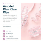 Gimme Beauty Fine Hair Claw Clips - Durable, No-Slip Design For Thin Hair - Mini Claw Clips Made From Strong & Break-Resistant Recycled Plastic - 3 Pack, Clear