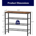 Kitsure Shoe Rack For Closet, Rustic Brown Shoe Organizer With Leveling Feet, Sturdy & Rust-Proof Shoe Storage For Entryway, Bedroom, Living Room, 29.5" X 11.4" X 24.8", Brown