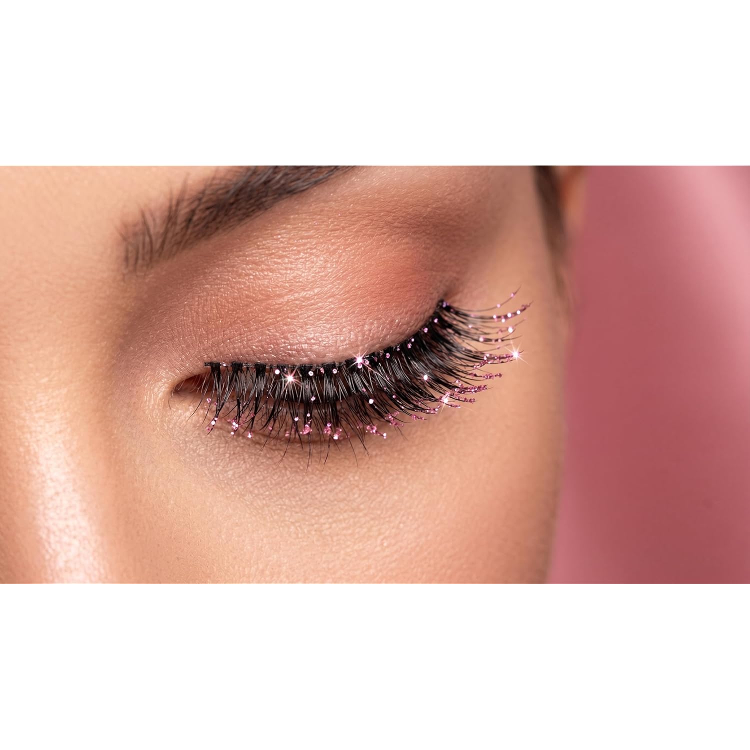 Glitter false eyelashes pink dense decorative shiny eyelash extensions colored faux mink eyelashes 5 pairs for makeup party makeup glitter colored eyelashes for stage makeup party wedding