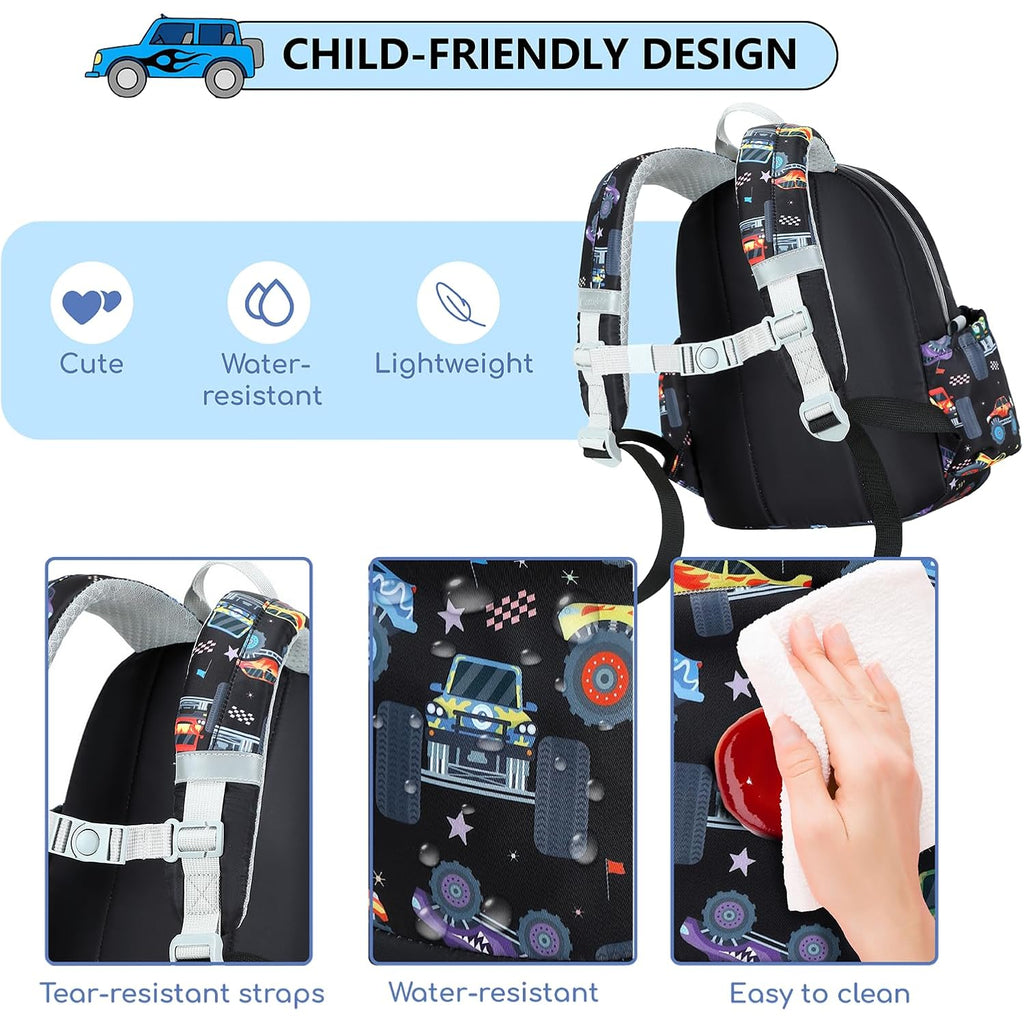 Toddler Backpack For Boys Girls 2-4, 12" H Kids Backpacks For Kindergarten Preschool, Small Bookbag For Daycare Travel (Black, 12''- Not Fit A4 Folder)