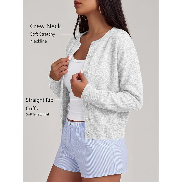 Trendy Queen Cropped Cardigan Sweaters for Women Fall Fashion Clothes 2026 | Lightweight Knit Button-Down, Versatile Layering Piece for Fall, Spring & Office Wear