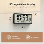 Easyera 15'' Large Digital Atomic Wall Clocks Battery Operated, Auto Dst