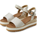 Toms Women'S Diana Wedge Heel Sandal, Leather Upper, Rope-Wrapped Midsole, Adjustable Strap, Buckle, Ortholite Insole