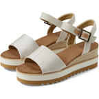 Toms Women'S Diana Wedge Heel Sandal, Leather Upper, Rope-Wrapped Midsole, Adjustable Strap, Buckle, Ortholite Insole