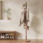Solid Wood Cactus Coat Rack, Freestanding Coat Rack With 6 L-Shaped Hooks And 3 Adjustable Sizes, Coat Tree For Bedroom, Entryway, Livingroom, Coat Hanger Stand For Coats, Handbags (Walnut)