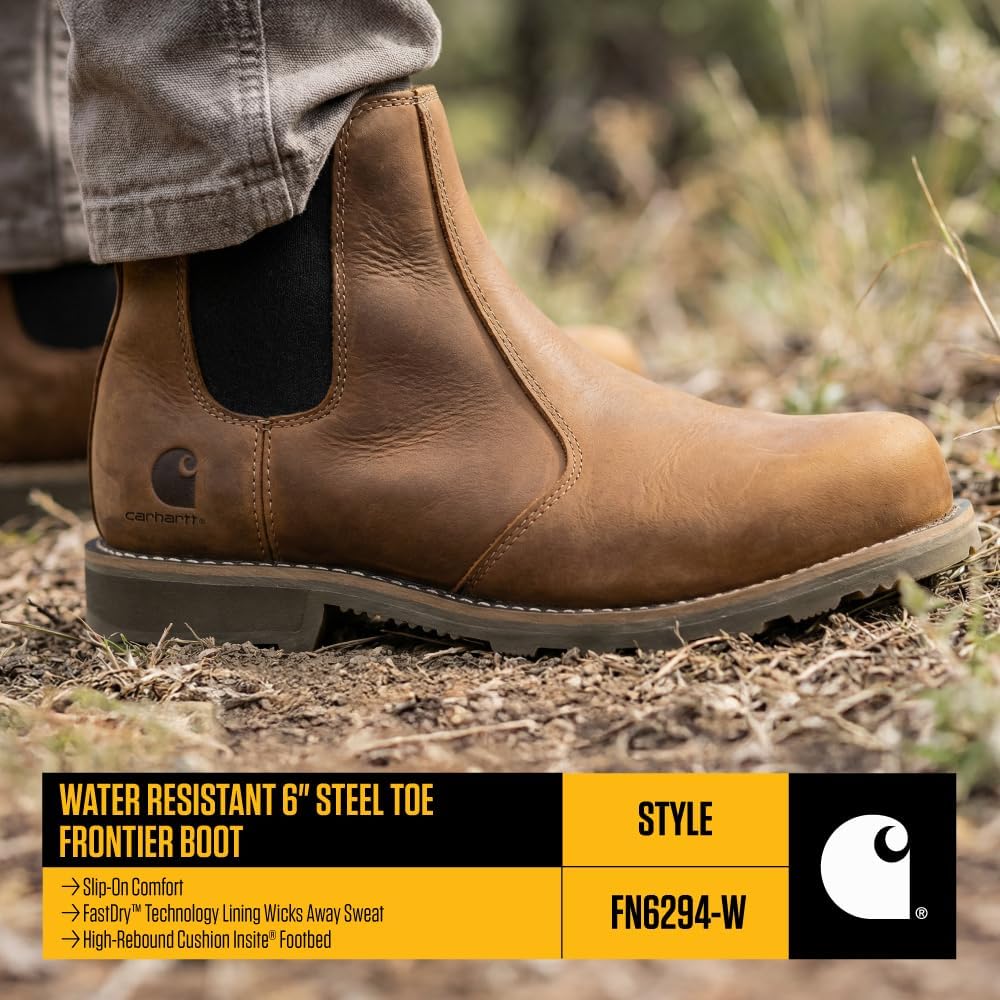 Carhartt Women'S Frontier Water-Resistant Chelsea Steel Toe Boots For Women - Lightweight Eva Midsole, Durable Rubber Outsole And Cushion Footbed