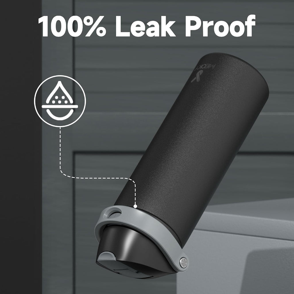 24 Oz Insulated Water Bottle For Sports: Meoky Stainless Steel Water Bottle With 2-In-1 Straw And Spout Lid - Leak Proof, Cold For 24 Hours, Fits In Car Cup Holder, Bpa-Free For Travel Gym, Night