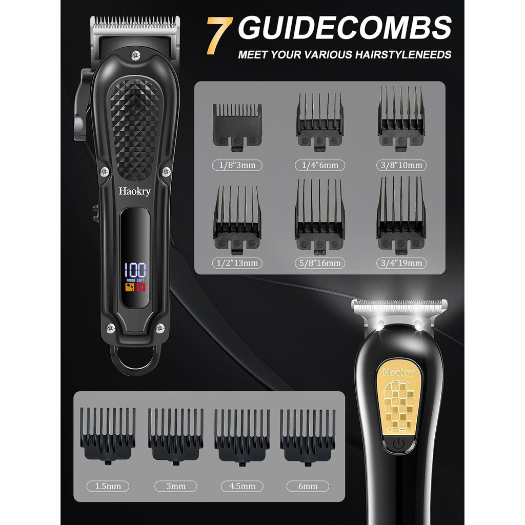 Hair Clippers & Trimmer For Men,Professional Barber Clippers And Trimmers Set,Mens Cordless Hair Clipper For Barbers Haircut Kit,Beard Trimmer,Rechargeable Electric Shaver